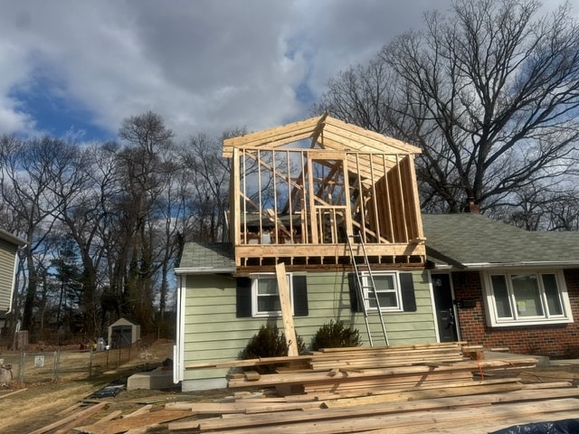 House addition wooden frame construction