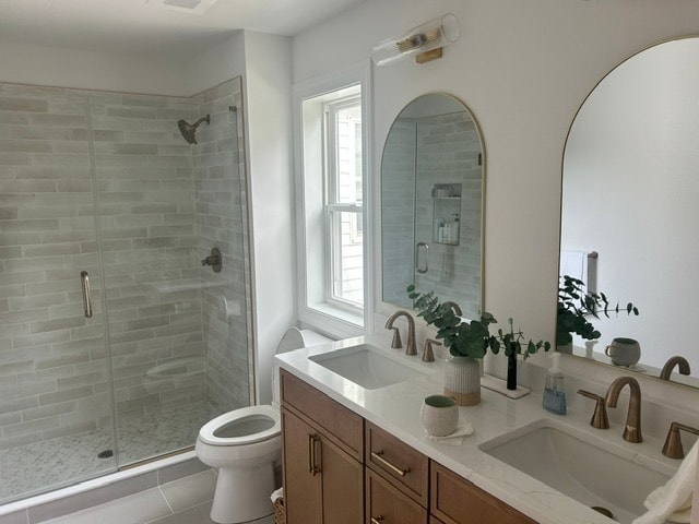 Modern bathroom with double sink vanity
